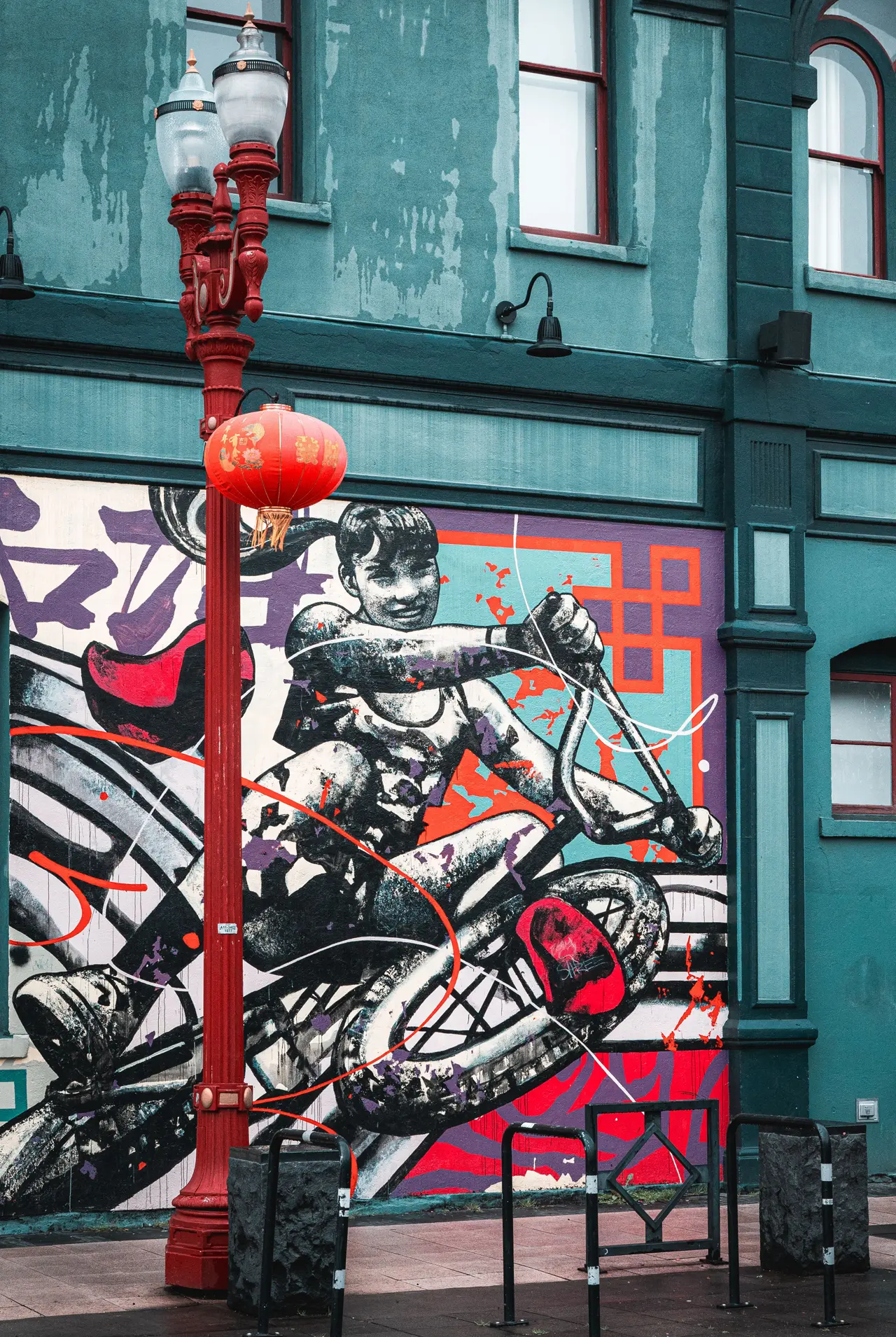 Mural of bicyclist